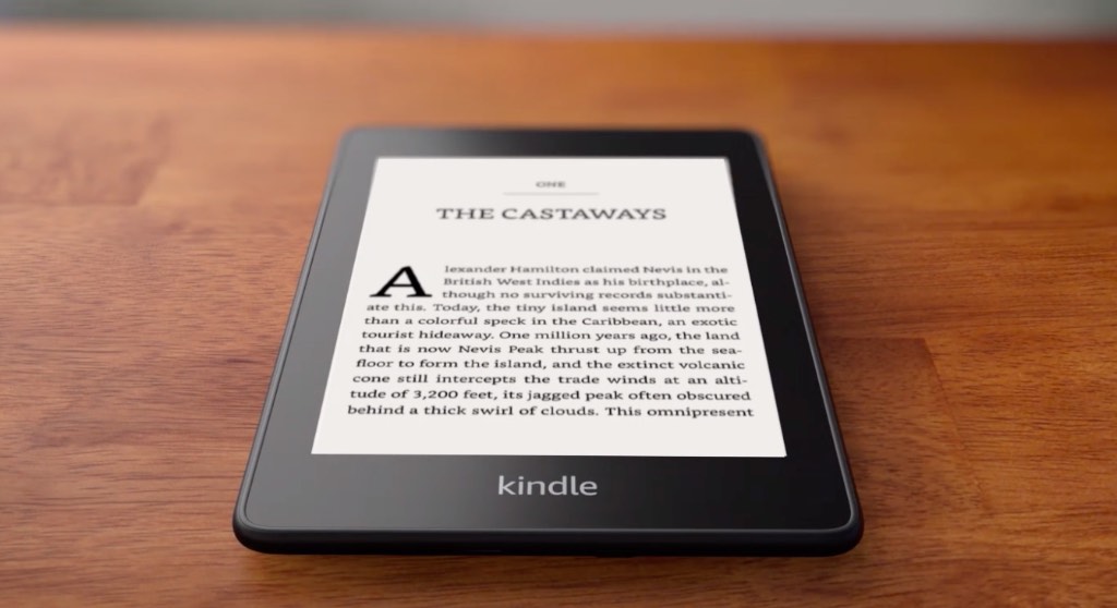 KindleShop Paperwhite 4 - 2018 ebogslæser eBook reader set fra bunden low angle view perfekte gave fødselsdagsgave julegave konfirmationsgave bryllupsgave